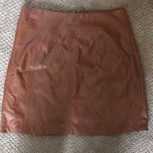 Brown leather skirt